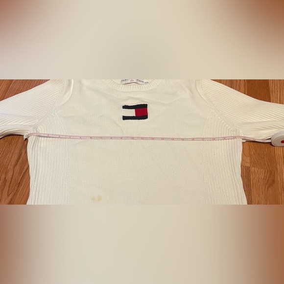 Vintage Women’s Tommy Hilfiger Classic Flag Logo Ribbed Fitted Sweater | Size XL - Picture 3 of 11